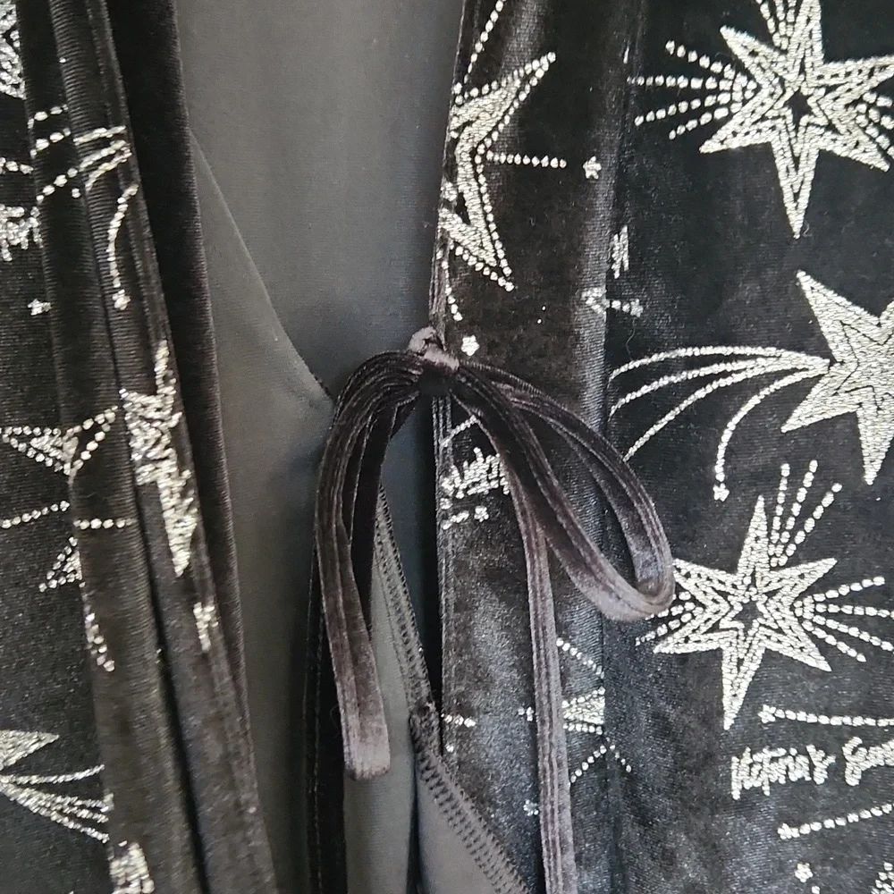 Victoria's Srcret Black Velvet Star Glitter Limited Edition Robe Kimono M/L - Picture 5 of 11